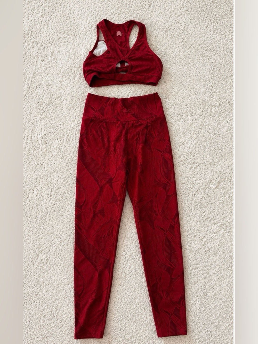 Booty by Brabants Burgundy Textured High-Rise Leggings
